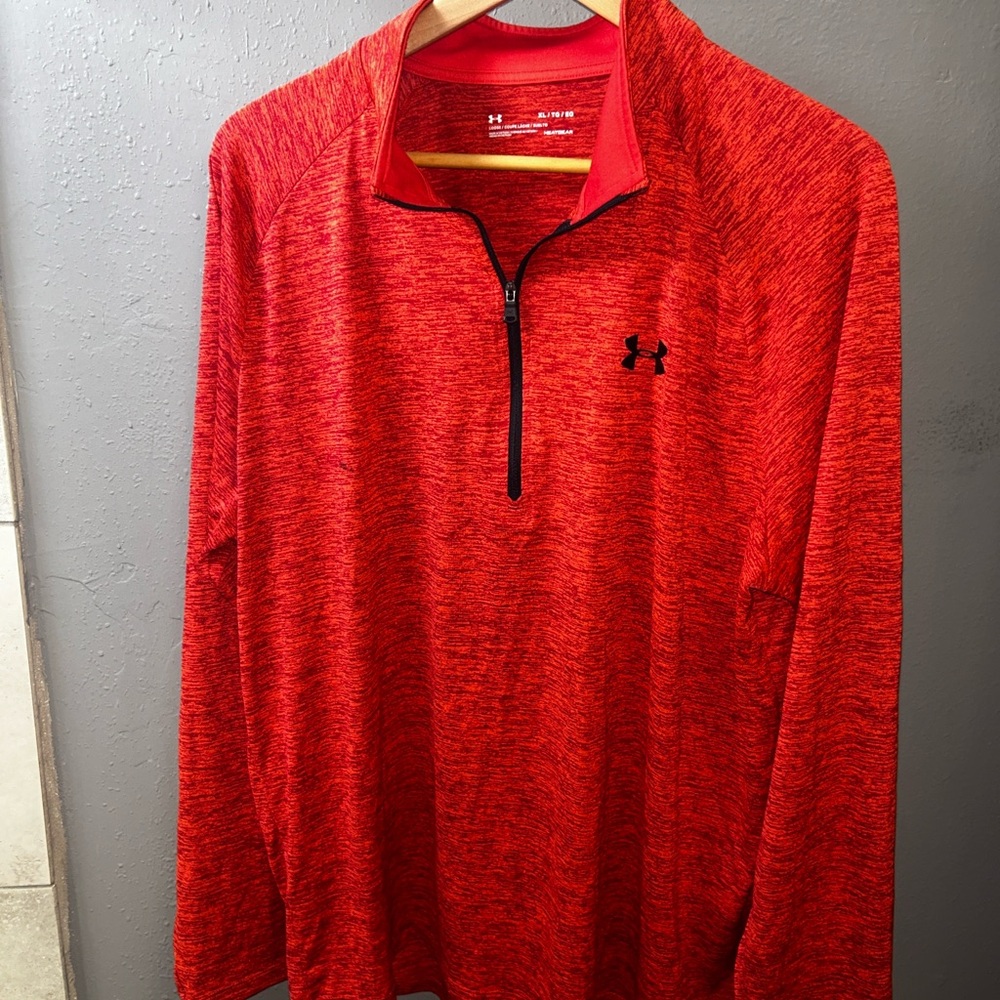 Red Under Armour HeatGear Quarter Zip